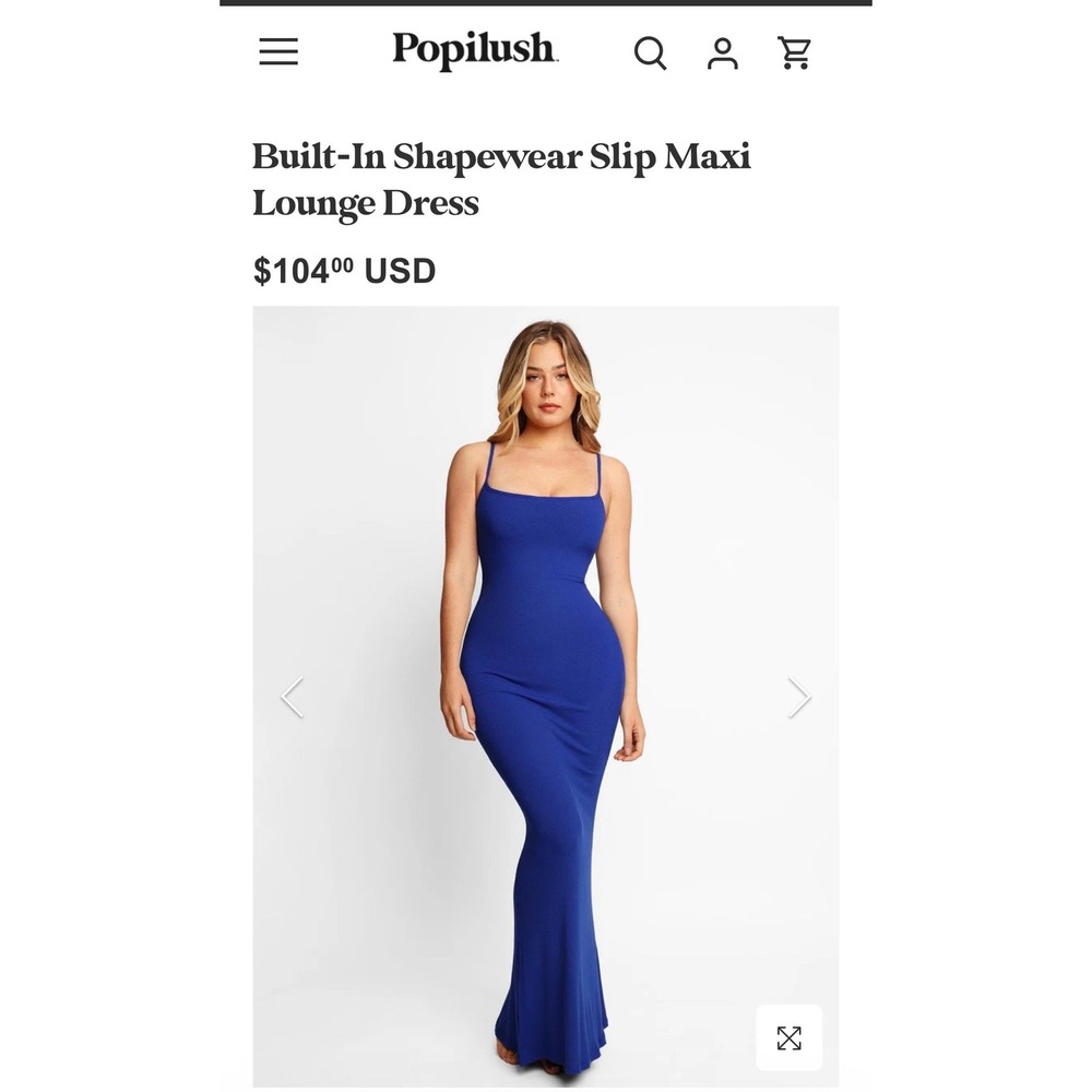 Popilush Built-In Shapewear Slip Maxi Lounge Dress Royal Blue 3XL NWT Bodycon